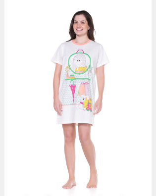 Camisão Feminino Adulto Manga Curta