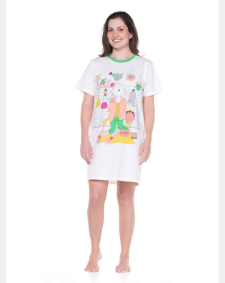 Camisão Feminino Adulto Manga Curta