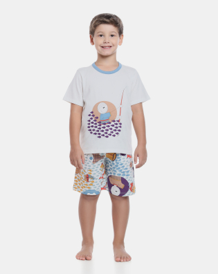 Pijama manga curta e bermuda 