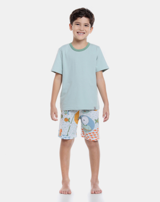 Pijama manga curta e bermuda