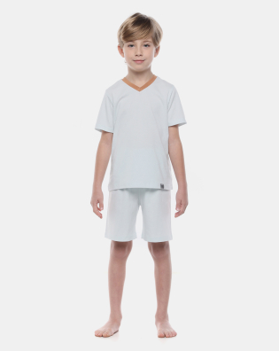 Pijama Sonhart Infantil Masculino Liso Manga Curta e Bermuda