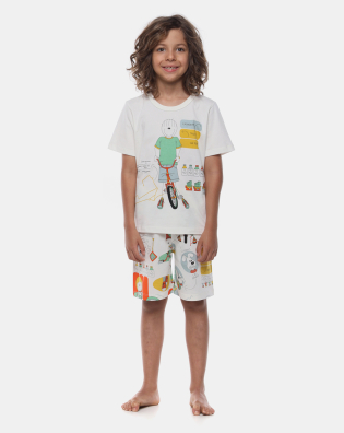 Pijama Manga Curta e Bermuda