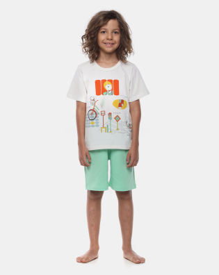 Pijama Manga Curta e Bermuda