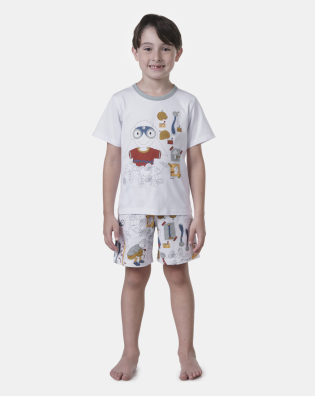 Conjunto de Pijama Masculino Infantil manga curta e bermuda Jim