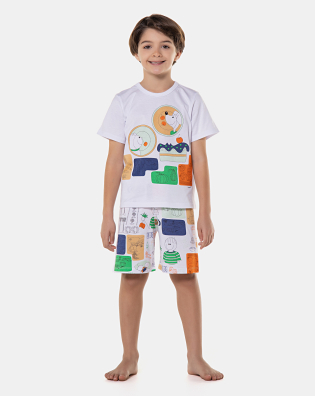 Pijama manga curta e bermuda