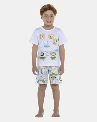 Pijama Masculino Kids Manga Curta e Bermuda