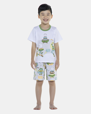 Pijama Masculino Kids Manga Curta e Bermuda