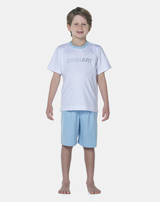 Pijama Masculino Kids Manga Curta e Bermuda
