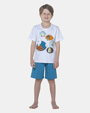 Pijama Masculino Kids Manga Curta e Bermuda