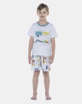 Pijama Masculino Kids Manga Curta e Bermuda