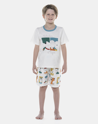 Pijama Masculino Kids Manga Curta e Bermuda