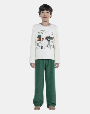 Pijama Masculino Kids Manga Longa e Calça Plush