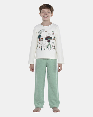 Pijama Masculino Kids Manga Longa e Calça Plush