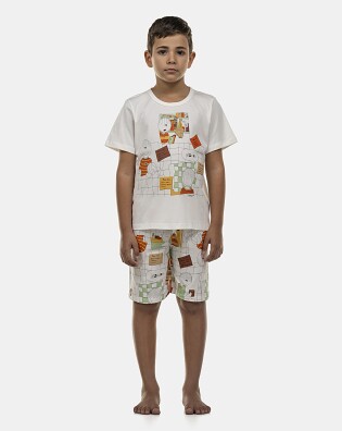 Pijama Masculino Kids Manga Curta e Bermuda