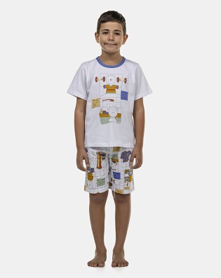 Pijama Masculino Kids Manga Curta e Bermuda