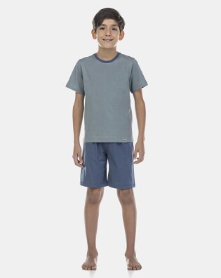 Pijama Masculino Kids Manga Curta e Bermuda
