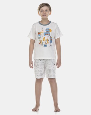 Pijama Masculino Kids Manga Curta e Short