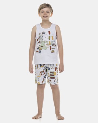 Pijama Masculino Kids  Regata e Bermuda
