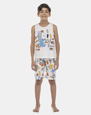 Pijama Masculino Kids  Regata e Bermuda