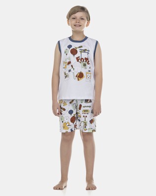 Pijama Masculino Kids Regata Machão e Bermuda