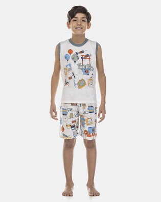 Pijama Masculino Kids Regata Machão e Bermuda
