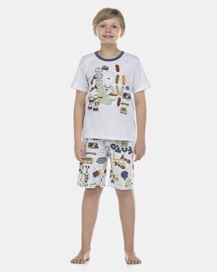 Pijama Masculino Kids Manga Curta e Bermuda