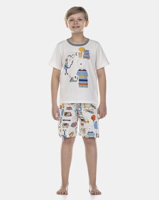 Pijama Masculino Kids Manga Curta e Bermuda