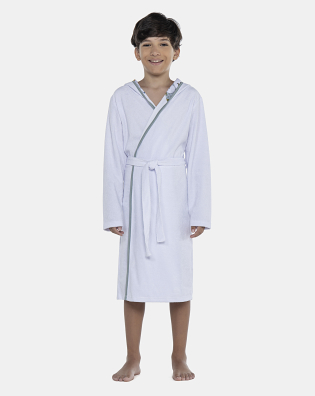 Roupão Masculino Kids Manga Longa Transpassado Com Capuz Atoalhado