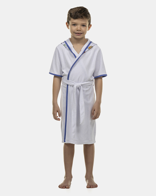 Roupão Masculino Kids Manga Curta Atoalhado Com Touca