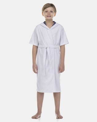 Roupão Masculino Kids Manga Curta Atoalhado Com Touca