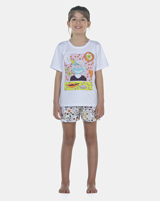 Pijama Feminino Kids Manga Curta e Short