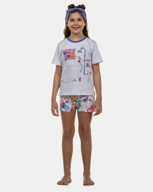 Pijama Feminino Kids Manga Curta e Short