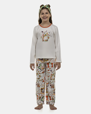 Pijama Feminino Kids Manga Longa e Calça