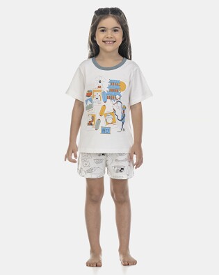 Pijama Feminino Kids Manga Curta e Short