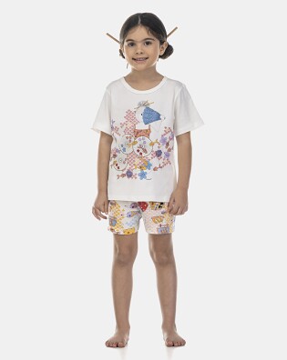 Pijama Feminino Kids Manga Curta e Short