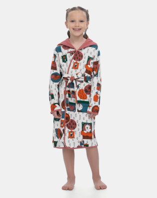 Roupão Feminino Infantil Transpasse Manga Longa Capuz