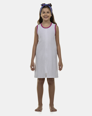 Roupão Feminino Kids Regata Zíper Atoalhado
