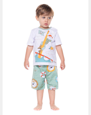 Pijama manga curta e bermuda