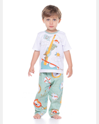 Pijama manga curta e calça 