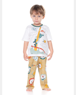 Pijama manga curta e calça