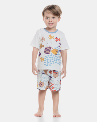 Pijama manga curta e bermuda