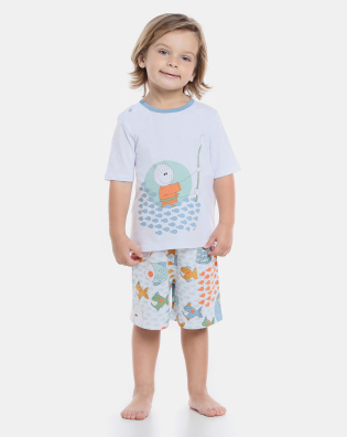 Pijama manga curta e bermuda 