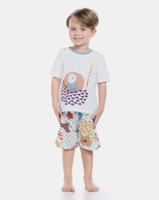 Pijama manga curta e bermuda