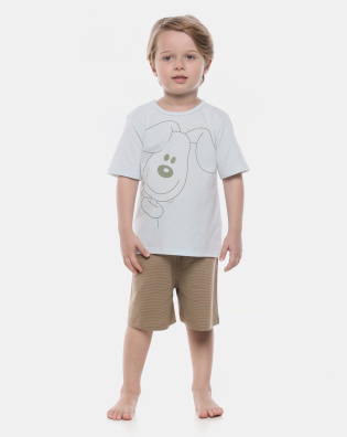 Pijama Infantil masculino Manga Curta e Bermuda