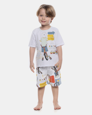 Pijama Manga Curta e Bermuda