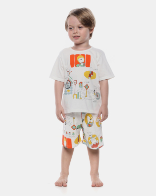 Pijama Manga Curta e Bermuda
