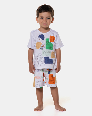 Pijama manga curta e bermuda