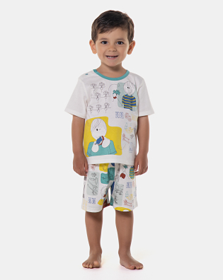 Pijama manga curta e bermuda