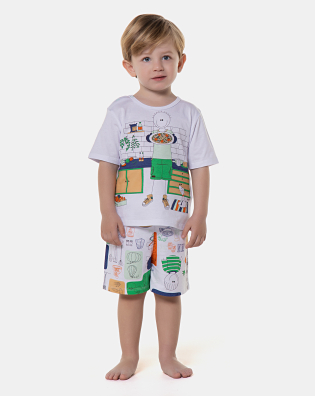 Pijama manga curta e bermuda