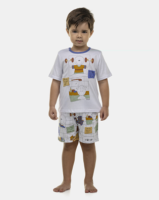Pijama Masculino Baby Manga Curta e Bermuda